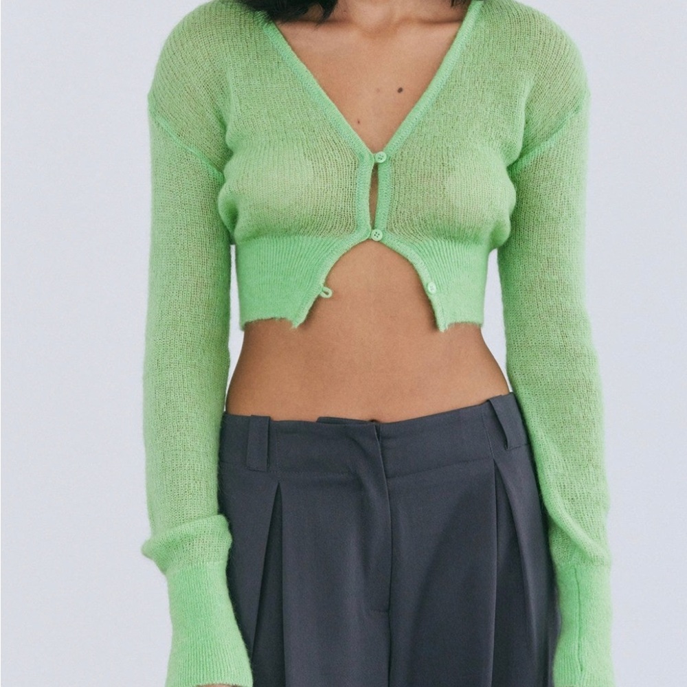 Source Unknown Fuzzy Crop Mohair Cardigan